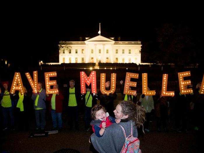 Demonstrators also gathered in front of the White House in Washington D.C.