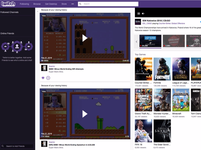 Twitch Prime live video streaming and viewing