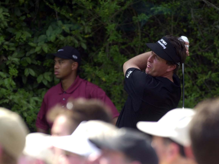 The duo was paired in the final round, and Woods beat Mickelson by three strokes to complete the "Tiger Slam."