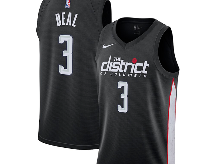 The Washington Wizards dropped their usual blue for black and grey. The lettering is cool, even if the jerseys aren