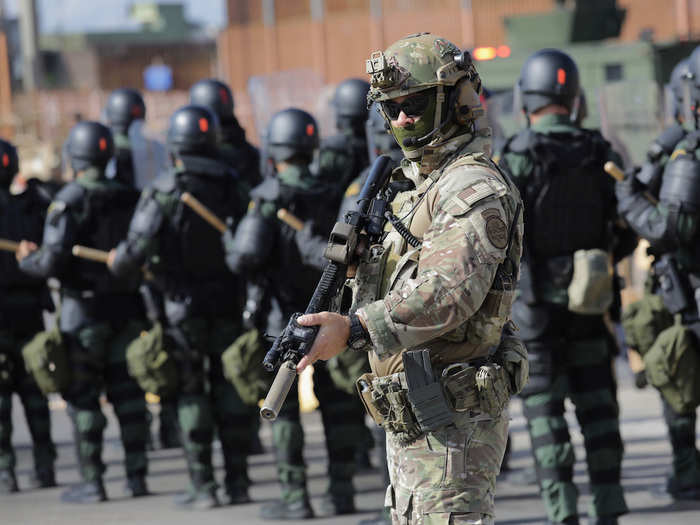 BORTAC agents are also wearing masks, noise-cancelling headsets, the US Army