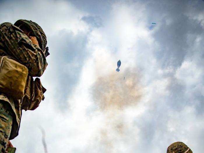 Marines with Black Sea Rotational Force 18.1 fire an 81mm mortar system during Exercise Platinum Eagle 18 at Babadag Training Area in Romania on Sept. 5, 2018.