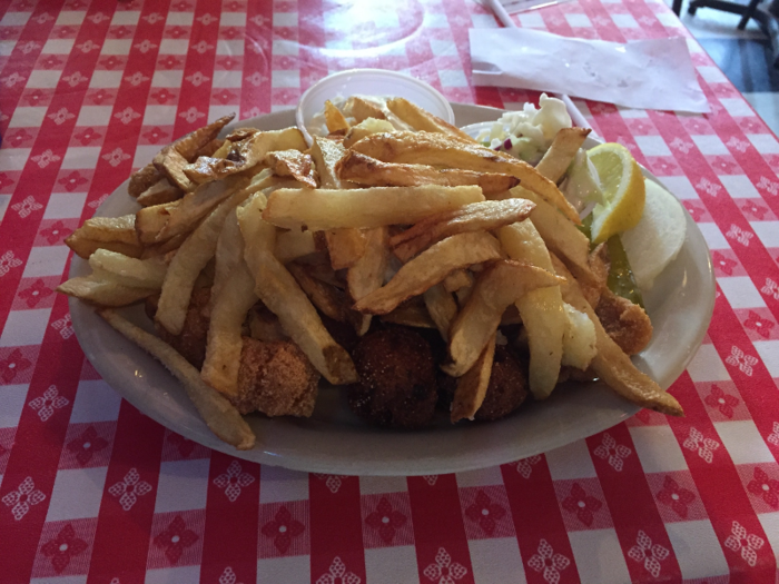 The tamales were an appetizer for my main dish: a catfish platter with fries. It was overwhelming, and delicious.