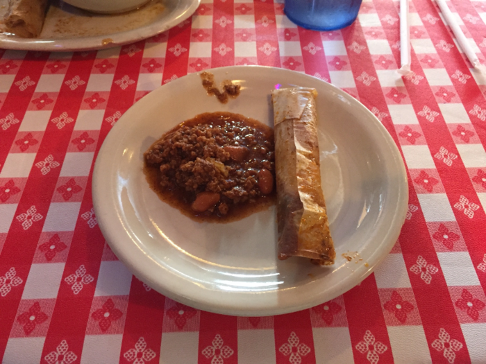 The chili was thin and the tamales were starchy. Neither was particularly flavorful, but I soon realized I was missing something.