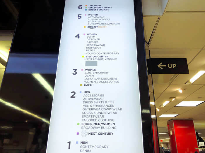 The Amazon Locker was located on the fifth floor of the six-floor department store.