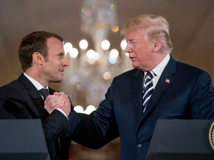 Macron admitted in June he had studied videos of Donald Trump shaking people