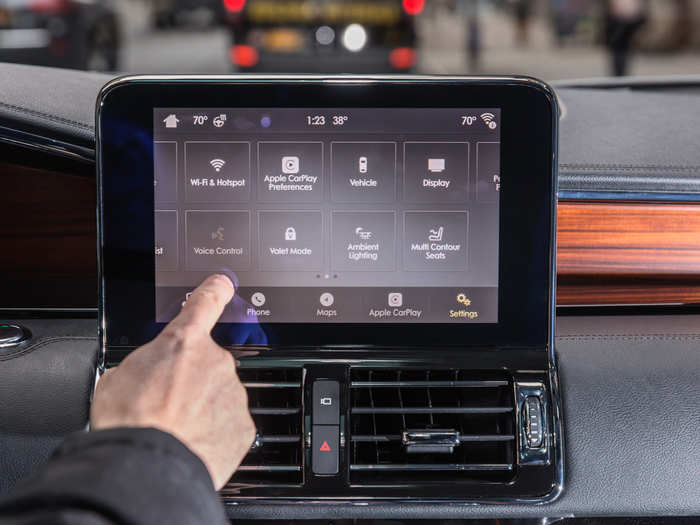 The central infotainment touchscreen runs Ford