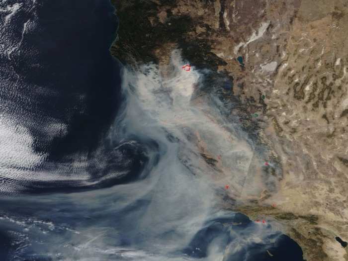 All three wildfires covered most of California in a haze of smoke over the weekend.