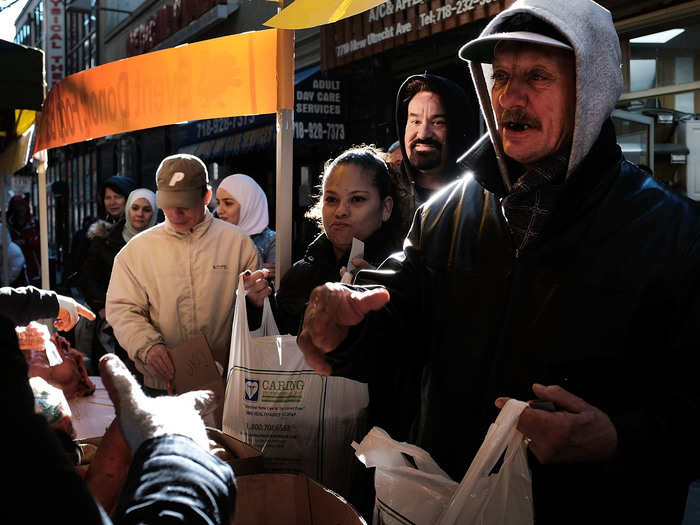 Around the holidays, local relief organizations offer ways for homeless and low-income people to find groceries.