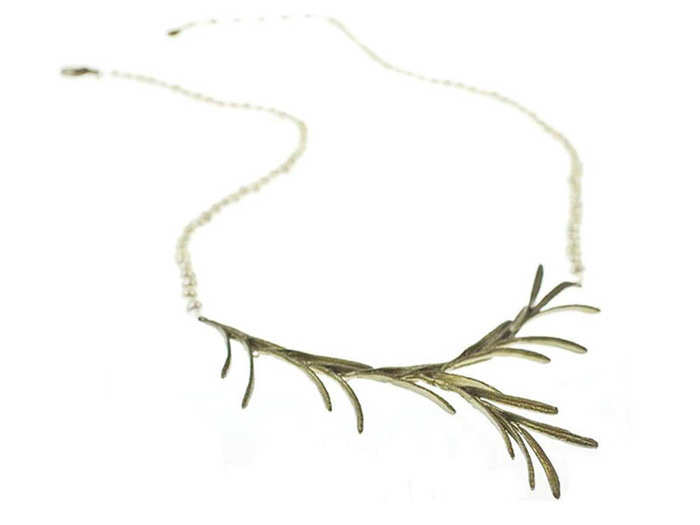 A necklace cast from a real rosemary plant