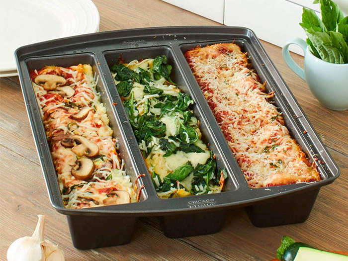 A pan that lets them make three different lasagna recipes at once