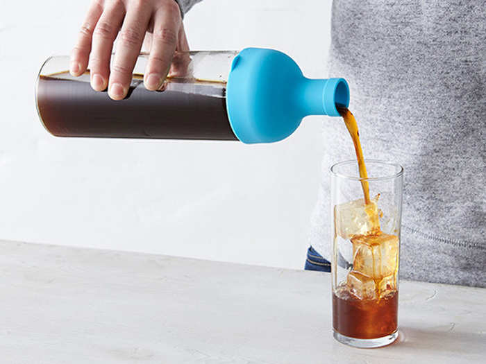 A beautiful glass cold brew bottle from a popular California coffee startup