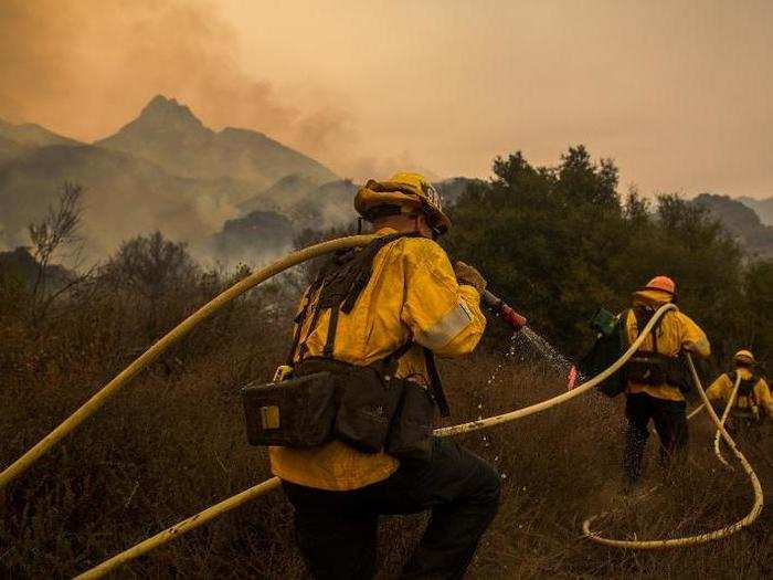 Firefighters have been working nonstop to contain the flames, which were approaching the Salvation Army camps in Malibu Creek State Park on Saturday.