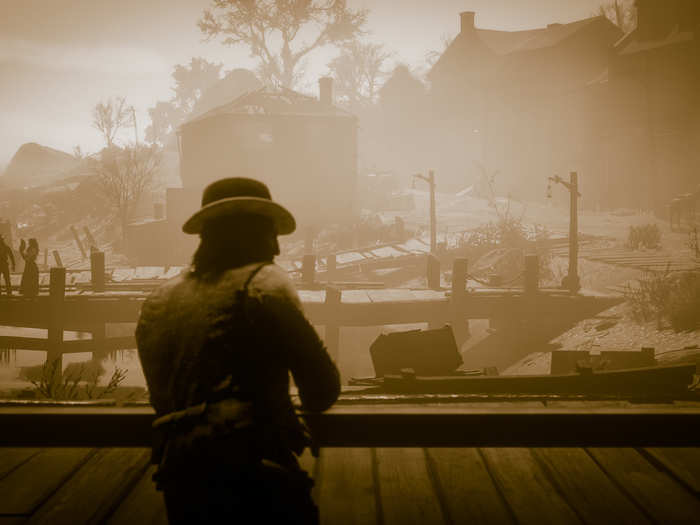 A stranger resting momentarily at the Van Horn Trading Post.