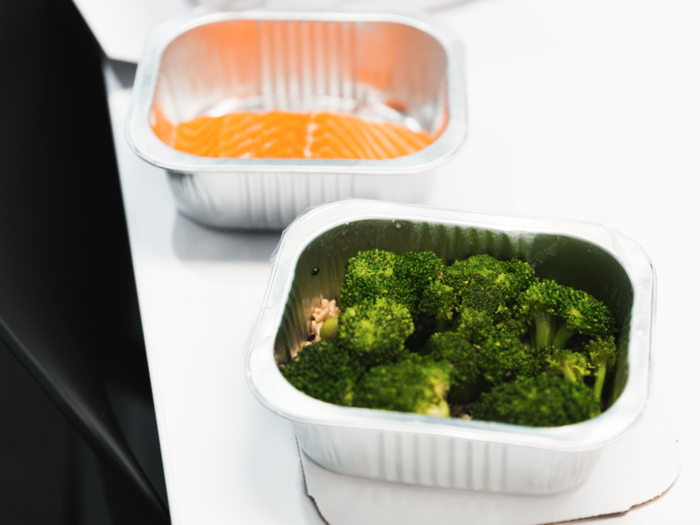 The food arrives pre-chopped in trays that look a lot like airplane meals and are ready to be cooked right away.