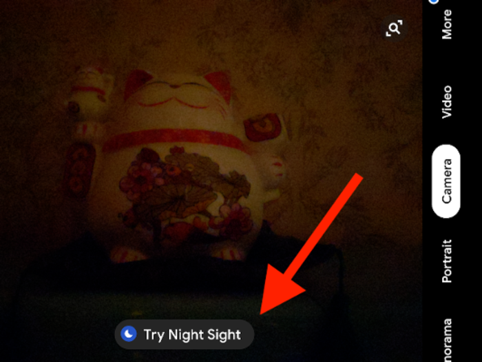 The camera app will even suggest when to use Night Sight when the surrounding lighting is too dim for a good photo.