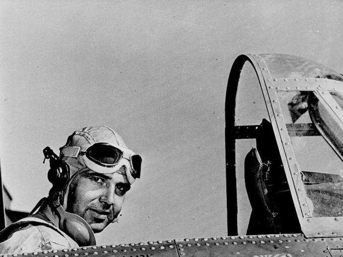 US Navy Lt. Edward “Butch” O’Hare became the first naval aviator to win the Medal of Honor for defending the American aircraft carrier USS Lexington from a wave of Japanese heavy bombers on  February 20, 1942. He took on a formation of nine Japanese bombers, shooting down roughly half a dozen enemy planes. He would later lead the first nighttime mission from a carrier on Nov. 26, 1943. O