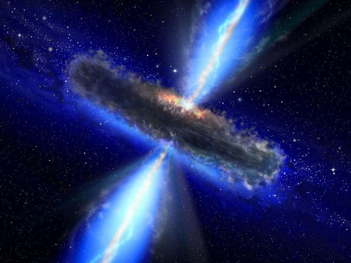 The biggest water supply in the universe is floating around a black hole.