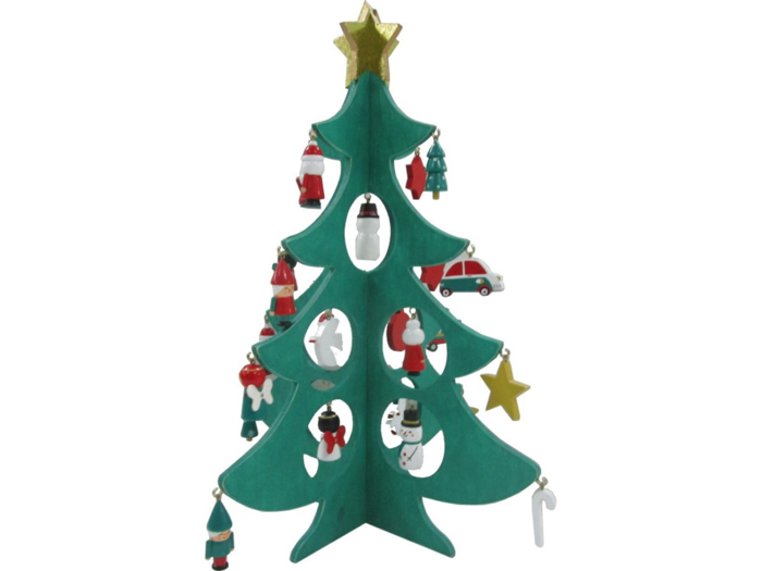 A charming little Christmas tree full of ornaments