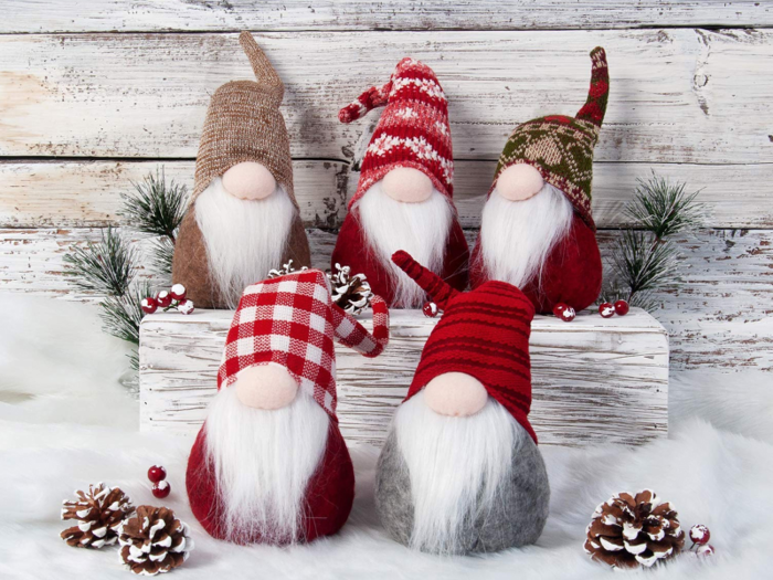 A set of adorable and festive gnomes