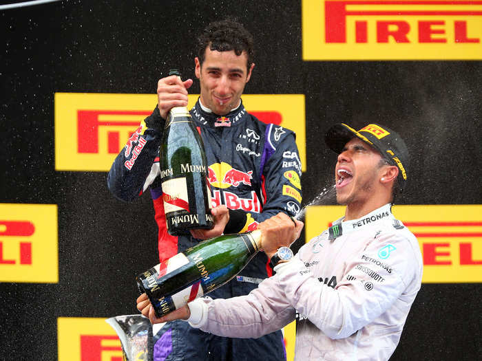 Of course, the diet of a Formula 1 racer is not complete without the obligatory Champagne — something drivers tend to only get when they win races. For Hamilton, a 5-time F1 champion, that means a lot of champagne. Cheers!