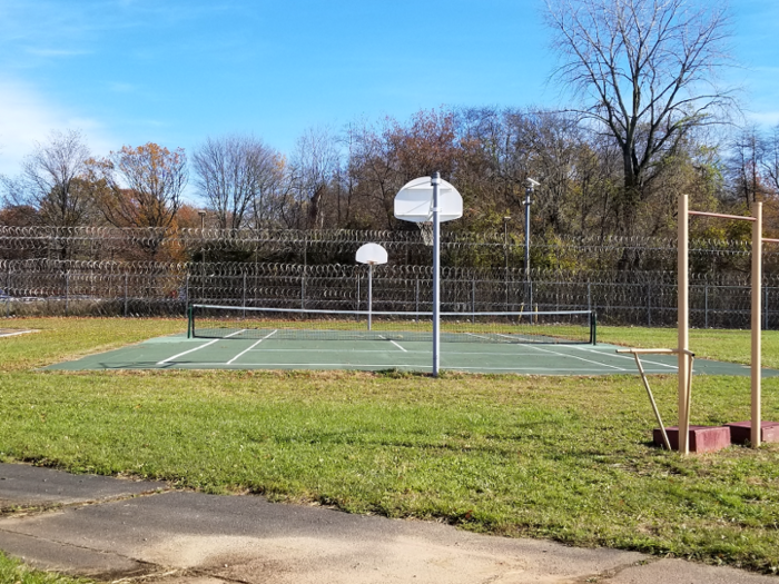 Cohn said Amazon spent $150,000 to convert this basketball court into a tennis court for its show "Red Oaks."