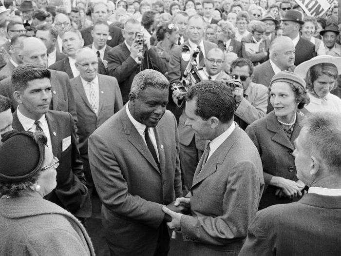 President Richard Nixon and baseball player Jackie Robinson