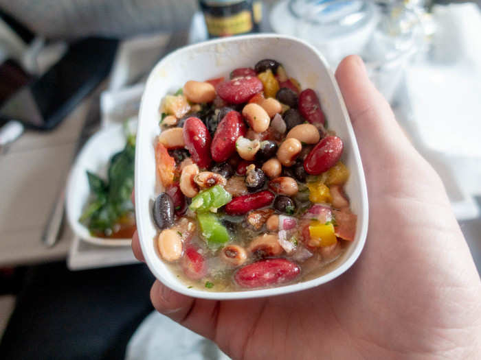 The bean salad might not look pretty, but it was delightful.