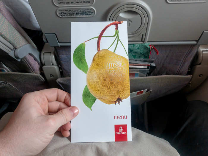 When I got back to my seat, a flight attendant came by with menus for the flight