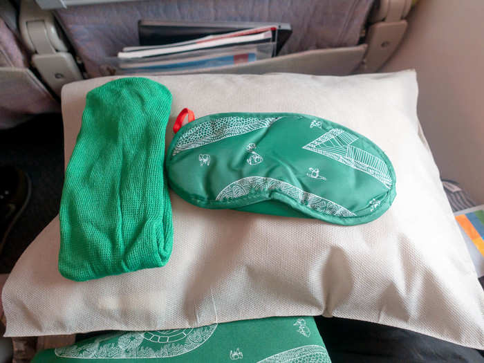 There was a sleeping mask and a pair of travel socks. I