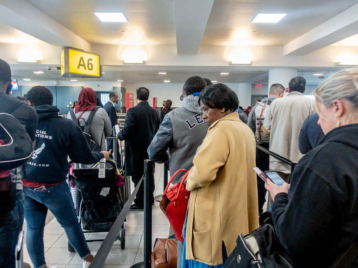 There was little instruction about which of these boarding lines was for which. I decided to get in the shortest line.