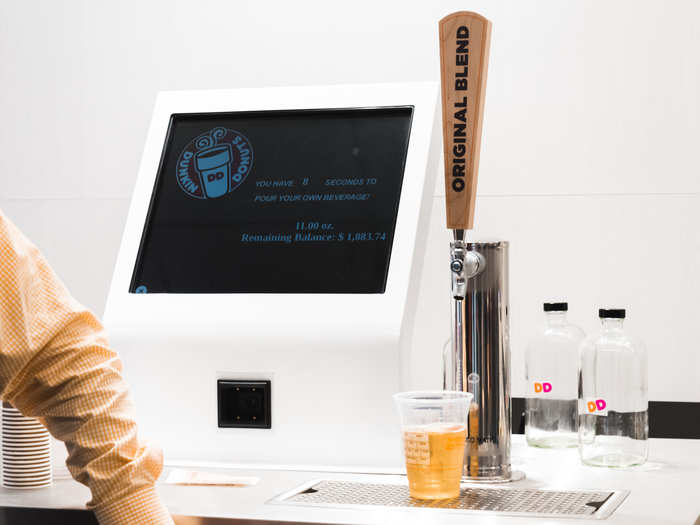 To use the self-serve tap, you could select any iced coffee or tea, pay for your drink, and then fill up the cup yourself. The tap can dispense anything from iced green tea to cold brew.