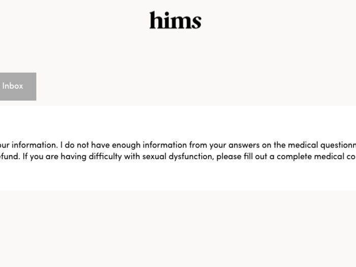 Only a few minutes later, we got an email that our doctor had reviewed our order. Ultimately, our order request was rejected by Dr. Kent (a different name than we