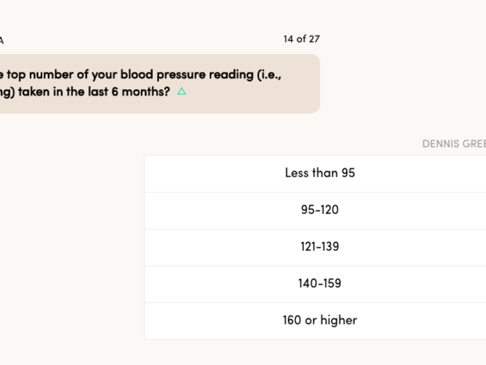 We were asked to provide information about our blood pressure, among other pretty detailed questions about our sexual health.