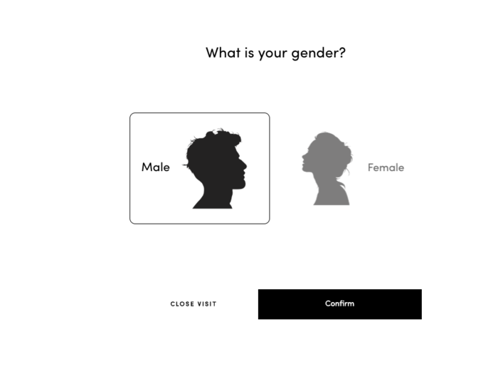 First, we had to select a gender.