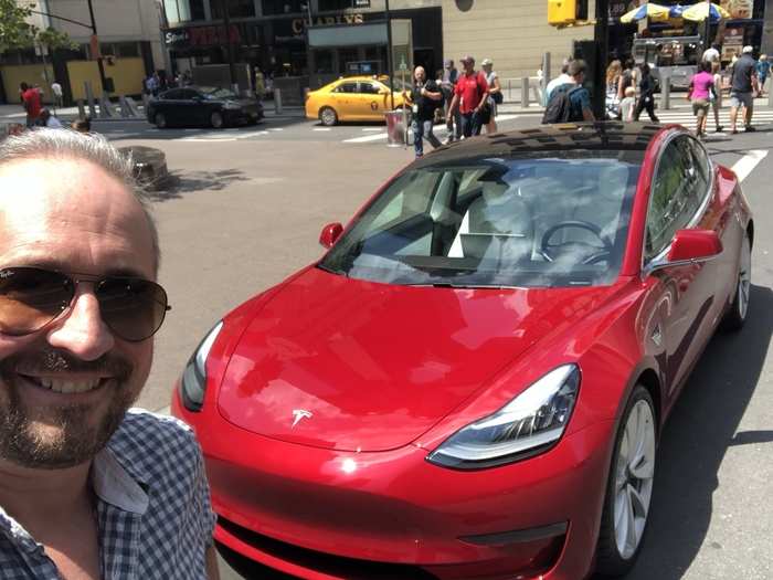 A bit later in 2018, the $78,000 all-wheel-drive Model 3 Performance appeared outside our office. Note the luscious white interior! I was no longer sort of blown away — I was totally and completely blown away. What a car!