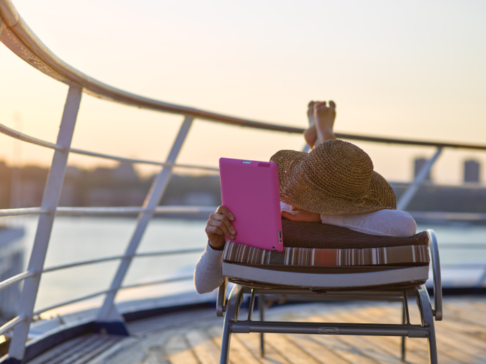 The ship has many public spaces where guests can hang out, including a pool deck.