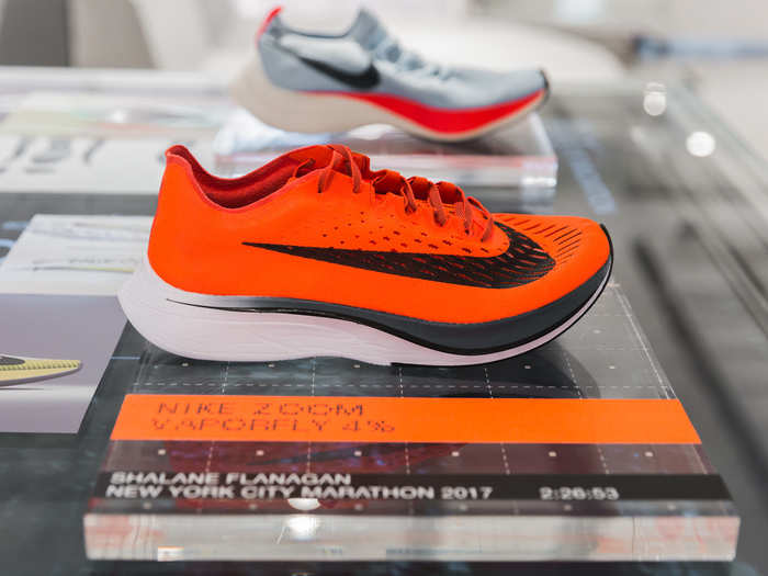 On show now is the Nike Zoom Vaporfly 4%, a sneaker built for running marathons.