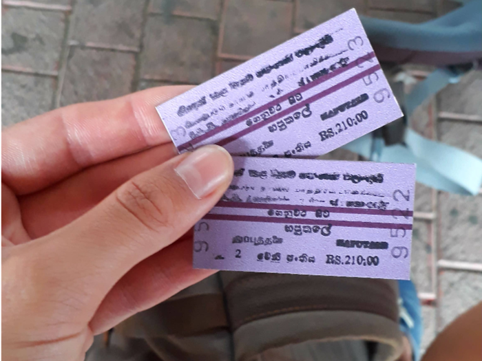 The train tickets in Sri Lanka are absurdly cheap. Our seven-hour, 158 km trip from Kandy to Ella cost us just 210 Sri Lankan Rupees, which is around $3.