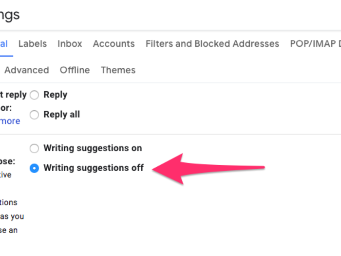 Once you save "compact" as your view of choice, the world should start feeling normal again. Until you start to actually write an email and Google starts auto-suggesting words and phrases to complete your sentences. Within your settings tab on Gmail, here