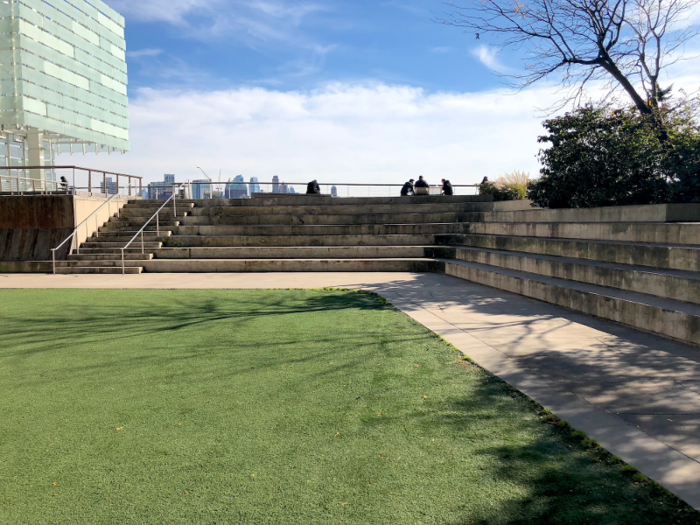 The amphitheater-like seating could accommodate more than 100 people, but there was nowhere near that amount when I visited.