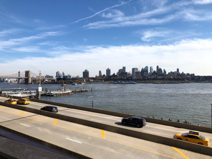 The short path culminated in a spectacular view of New York Harbor, the Brooklyn Bridge, and downtown Brooklyn across the East River.