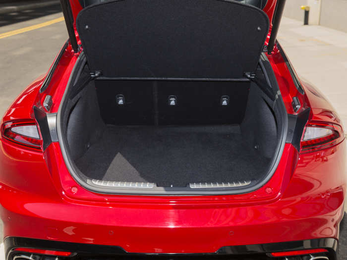 The trunk affords 23 cubic feet of cargo space, which is on par with most compact crossover SUVs. Plenty of room for two people