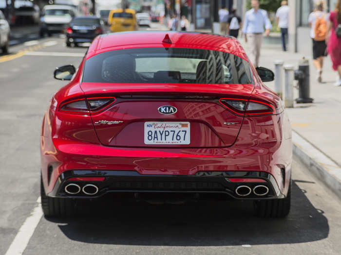 Sleek front end, meet sleek rear end. Also, note the ferocious quad exhaust pipes.