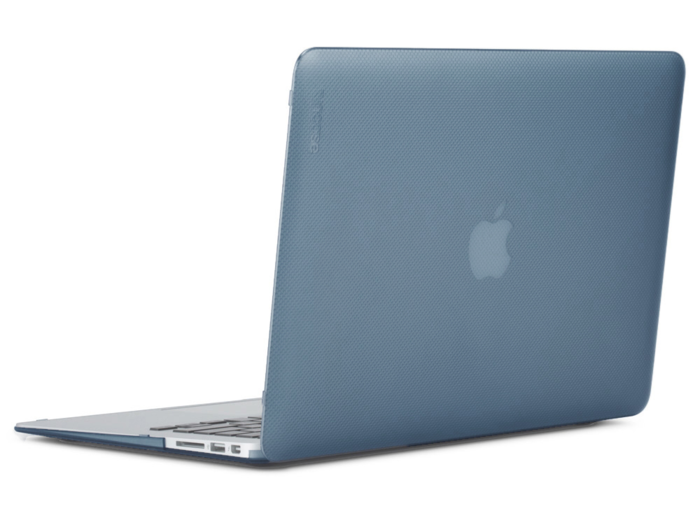 A hardshell case to protect his MacBook