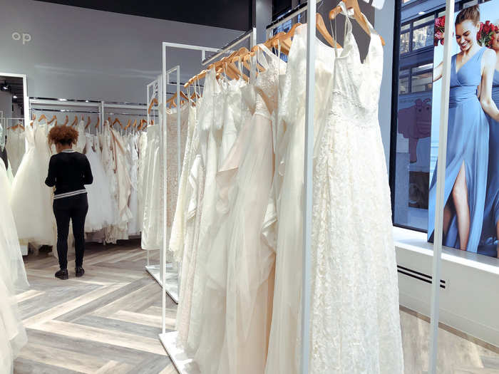 Even though the store itself was very nice and clean, the styles it carried were all very over-the-top, and many were expensive. The same held true for bridesmaid dresses and jewelry.