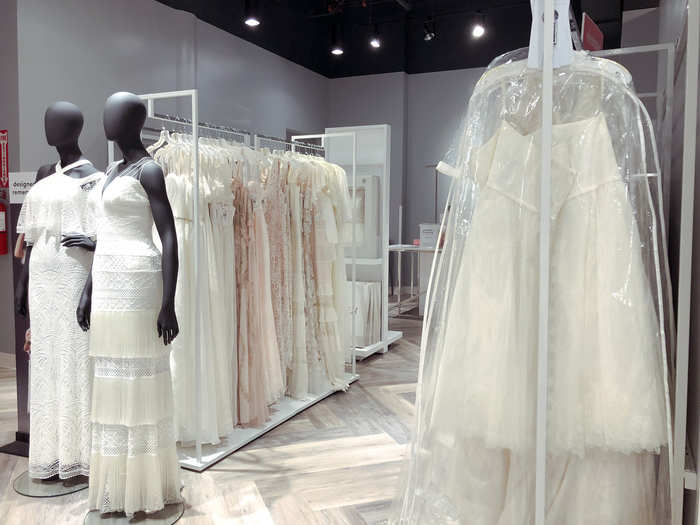 The right side of the store was entirely bridal dresses.