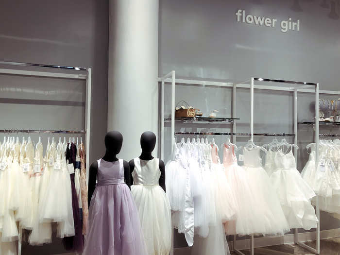 There was a small flower girl section in the back of the store that sold dresses, shoes, and jewelry for kids.