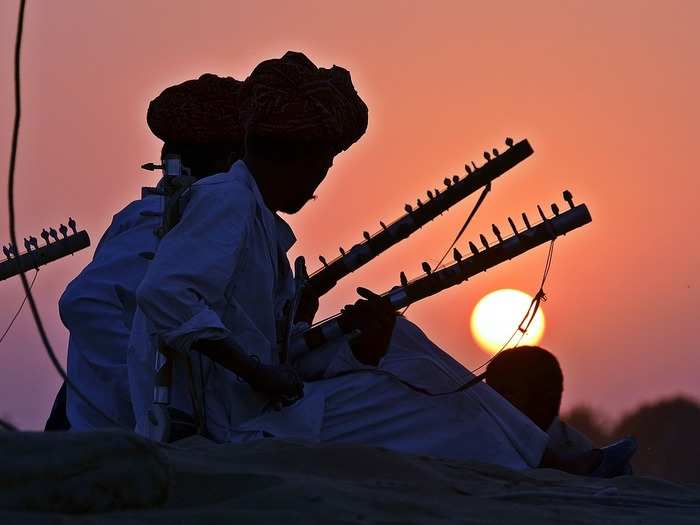 Indian musicians perform live at the ‘Pushkar Fair’