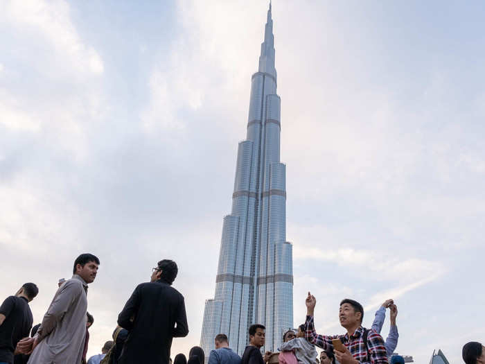 The Burj Khalifa towers over the area like some dystopian tower from the Wizard of Oz.